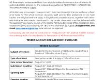Tender for the Renovation of AB Rwanda Head Office & Tender of  Office Furniture Supply - Image 1