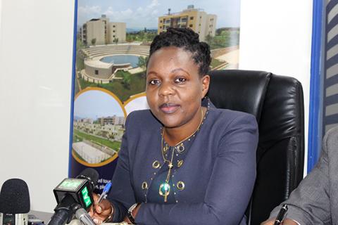 Alice Ntamitondero ,the Acting CEO of UDL in a press conference